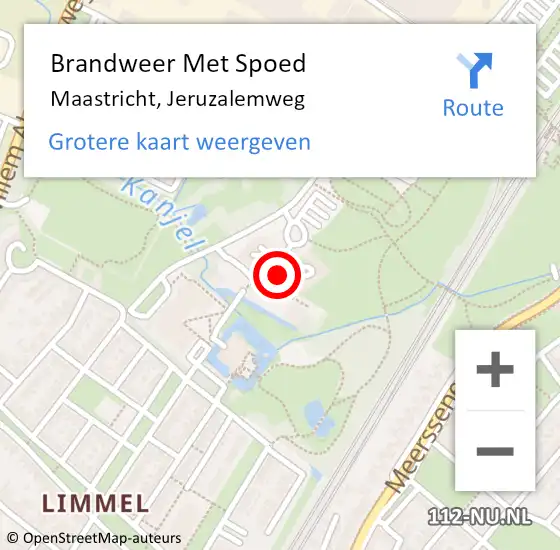 Locatie op kaart van de 112 melding: Brandweer Met Spoed Naar Maastricht, Jeruzalemweg op 7 juli 2023 20:45