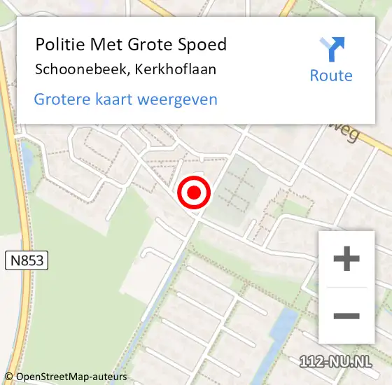 Locatie op kaart van de 112 melding: Politie Met Grote Spoed Naar Schoonebeek, Kerkhoflaan op 7 juli 2023 20:55