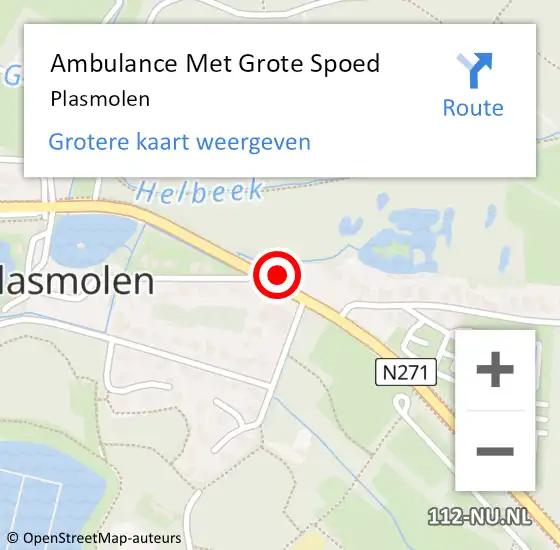 Locatie op kaart van de 112 melding: Ambulance Met Grote Spoed Naar Plasmolen op 7 juli 2023 21:01