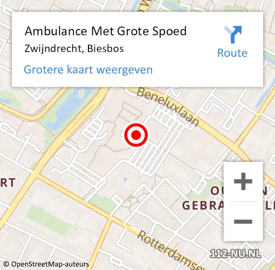 Locatie op kaart van de 112 melding: Ambulance Met Grote Spoed Naar Zwijndrecht, Biesbos op 7 juli 2023 21:16