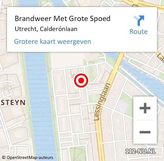 Locatie op kaart van de 112 melding: Brandweer Met Grote Spoed Naar Utrecht, Calderónlaan op 7 juli 2023 21:21