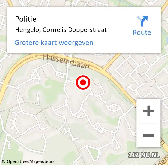 Locatie op kaart van de 112 melding: Politie Hengelo, Cornelis Dopperstraat op 7 juli 2023 21:42