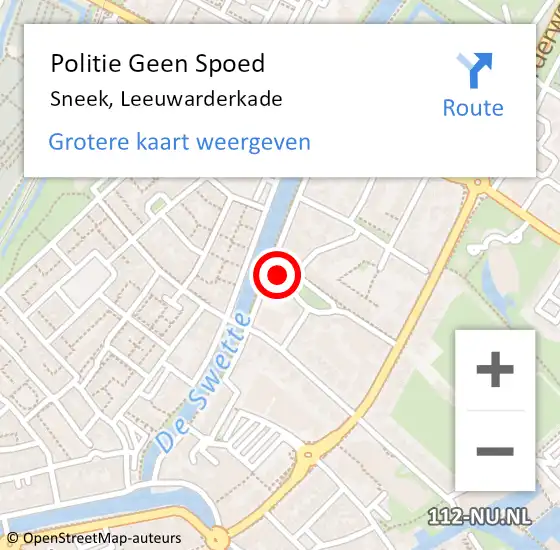 Locatie op kaart van de 112 melding: Politie Geen Spoed Naar Sneek, Leeuwarderkade op 7 juli 2023 21:52