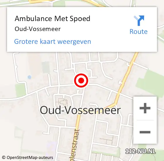 Locatie op kaart van de 112 melding: Ambulance Met Spoed Naar Oud-Vossemeer op 7 juli 2023 22:08