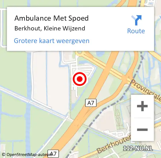 Locatie op kaart van de 112 melding: Ambulance Met Spoed Naar Berkhout, Kleine Wijzend op 7 juli 2023 22:22