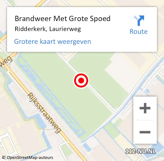 Locatie op kaart van de 112 melding: Brandweer Met Grote Spoed Naar Ridderkerk, Laurierweg op 7 juli 2023 22:46