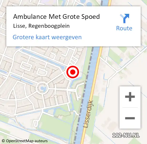 Locatie op kaart van de 112 melding: Ambulance Met Grote Spoed Naar Lisse, Regenboogplein op 7 juli 2023 22:48