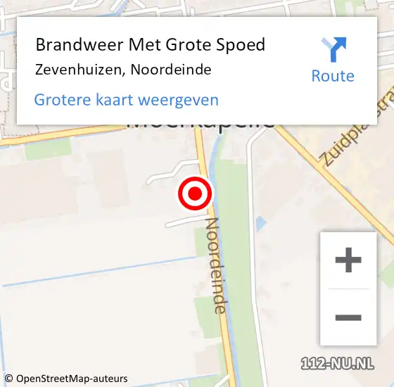 Locatie op kaart van de 112 melding: Brandweer Met Grote Spoed Naar Zevenhuizen, Noordeinde op 7 juli 2023 23:02
