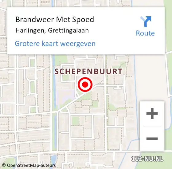 Locatie op kaart van de 112 melding: Brandweer Met Spoed Naar Harlingen, Grettingalaan op 7 juli 2023 23:14