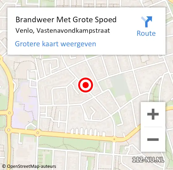 Locatie op kaart van de 112 melding: Brandweer Met Grote Spoed Naar Venlo, Vastenavondkampstraat op 7 juli 2023 23:28