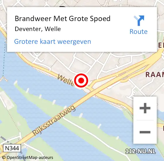 Locatie op kaart van de 112 melding: Brandweer Met Grote Spoed Naar Deventer, Welle op 7 juli 2023 23:40