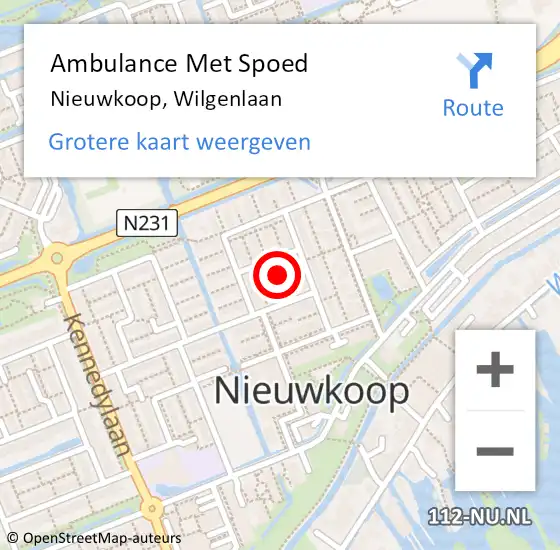 Locatie op kaart van de 112 melding: Ambulance Met Spoed Naar Nieuwkoop, Wilgenlaan op 7 juli 2023 23:51