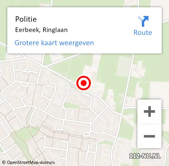 Locatie op kaart van de 112 melding: Politie Eerbeek, Ringlaan op 7 juli 2023 23:56
