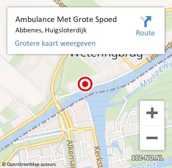 Locatie op kaart van de 112 melding: Ambulance Met Grote Spoed Naar Abbenes, Huigsloterdijk op 8 juli 2023 00:02