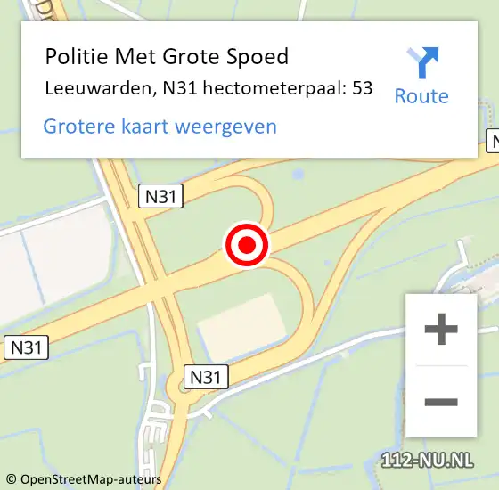 Locatie op kaart van de 112 melding: Politie Met Grote Spoed Naar Leeuwarden, N31 hectometerpaal: 53 op 8 juli 2023 00:11