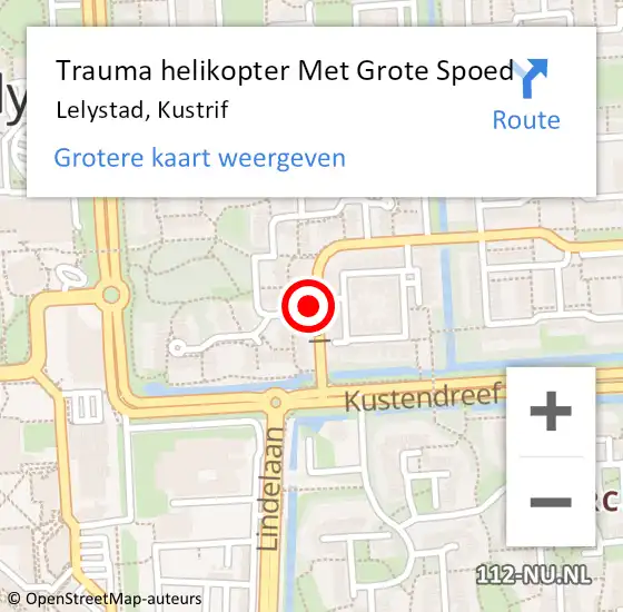 Locatie op kaart van de 112 melding: Trauma helikopter Met Grote Spoed Naar Lelystad, Kustrif op 8 juli 2023 00:23