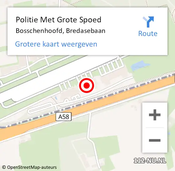 Locatie op kaart van de 112 melding: Politie Met Grote Spoed Naar Bosschenhoofd, Bredasebaan op 8 juli 2023 00:27