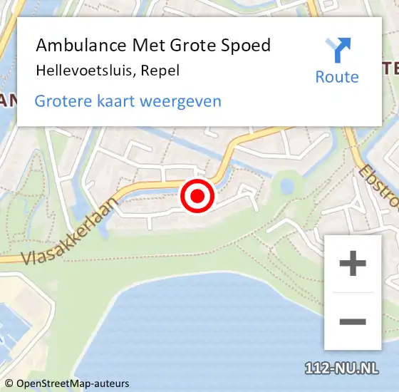 Locatie op kaart van de 112 melding: Ambulance Met Grote Spoed Naar Hellevoetsluis, Repel op 8 juli 2023 00:33