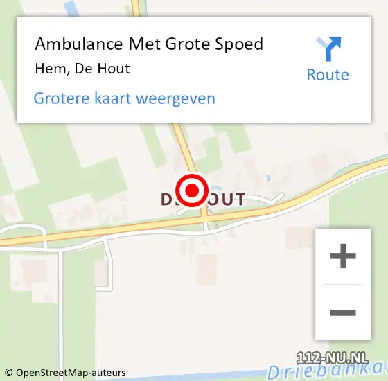Locatie op kaart van de 112 melding: Ambulance Met Grote Spoed Naar Hem, De Hout op 8 juli 2023 00:45