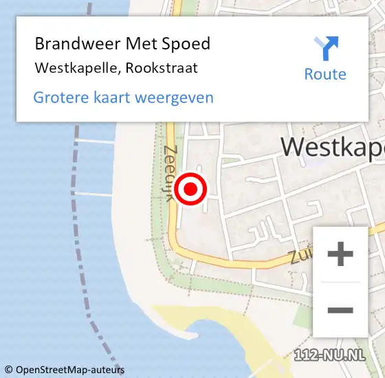 Locatie op kaart van de 112 melding: Brandweer Met Spoed Naar Westkapelle, Rookstraat op 8 juli 2023 01:07