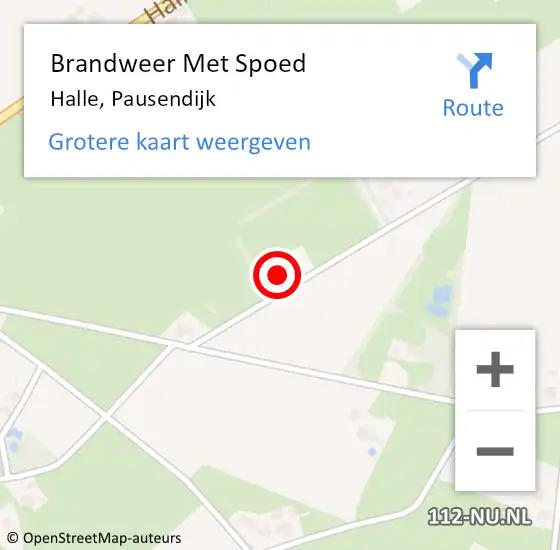 Locatie op kaart van de 112 melding: Brandweer Met Spoed Naar Halle, Pausendijk op 8 juli 2023 01:49