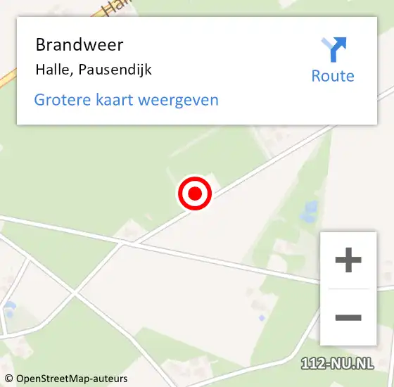 Locatie op kaart van de 112 melding: Brandweer Halle, Pausendijk op 8 juli 2023 01:53