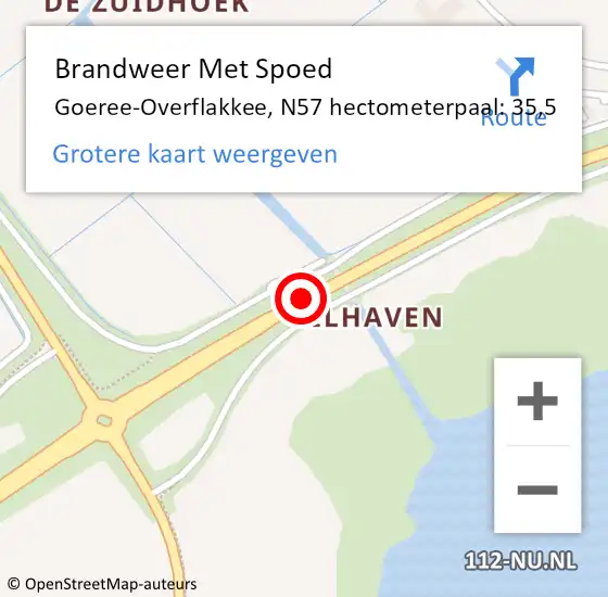 Locatie op kaart van de 112 melding: Brandweer Met Spoed Naar Goeree-Overflakkee, N57 hectometerpaal: 35,5 op 8 juli 2023 02:03