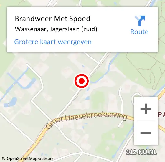 Locatie op kaart van de 112 melding: Brandweer Met Spoed Naar Wassenaar, Jagerslaan (zuid) op 8 juli 2023 03:00