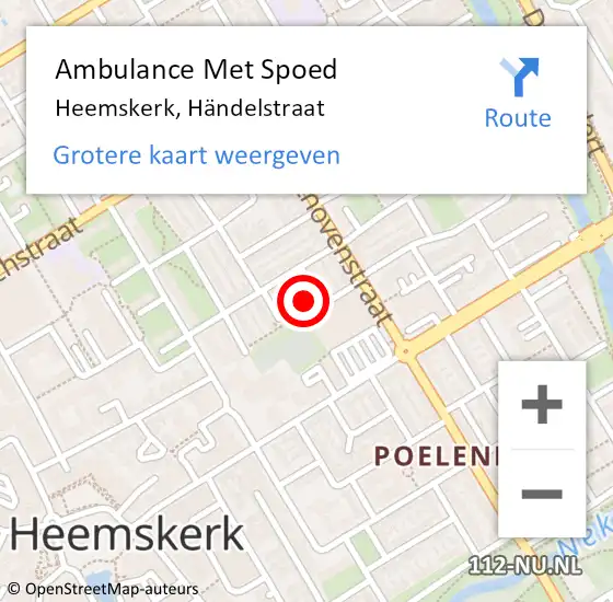 Locatie op kaart van de 112 melding: Ambulance Met Spoed Naar Heemskerk, Händelstraat op 8 juli 2023 03:30