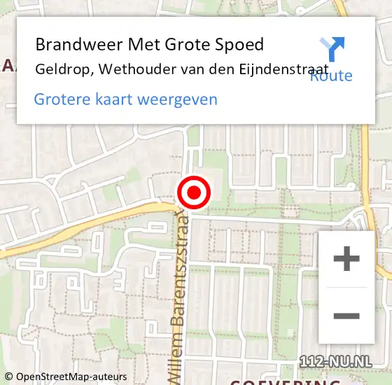 Locatie op kaart van de 112 melding: Brandweer Met Grote Spoed Naar Geldrop, Wethouder van den Eijndenstraat op 8 juli 2023 04:28