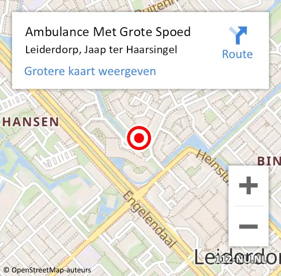 Locatie op kaart van de 112 melding: Ambulance Met Grote Spoed Naar Leiderdorp, Jaap ter Haarsingel op 8 juli 2023 04:52