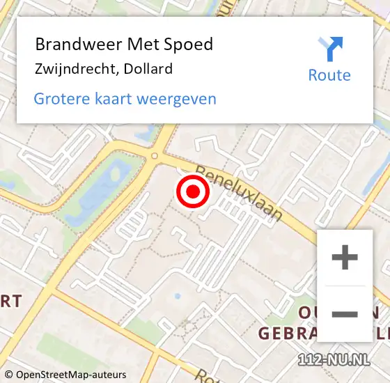 Locatie op kaart van de 112 melding: Brandweer Met Spoed Naar Zwijndrecht, Dollard op 8 juli 2023 05:42