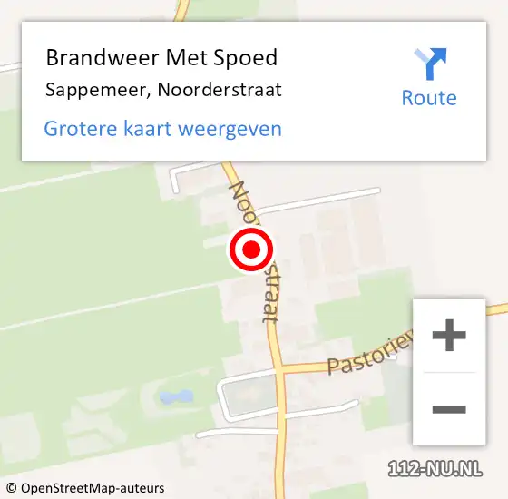 Locatie op kaart van de 112 melding: Brandweer Met Spoed Naar Sappemeer, Noorderstraat op 8 juli 2023 06:09