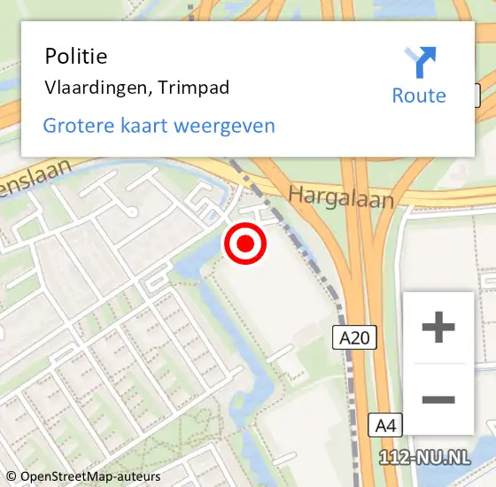 Locatie op kaart van de 112 melding: Politie Vlaardingen, Trimpad op 8 juli 2023 07:25