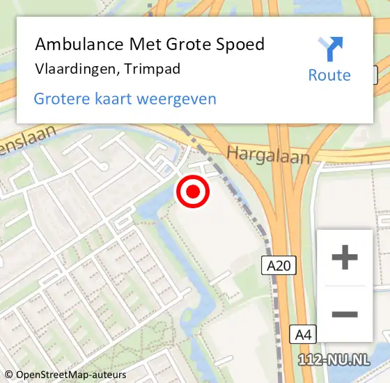 Locatie op kaart van de 112 melding: Ambulance Met Grote Spoed Naar Vlaardingen, Trimpad op 8 juli 2023 07:25