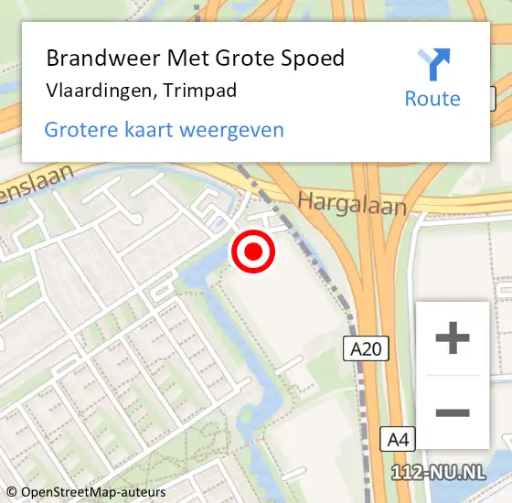 Locatie op kaart van de 112 melding: Brandweer Met Grote Spoed Naar Vlaardingen, Trimpad op 8 juli 2023 07:25