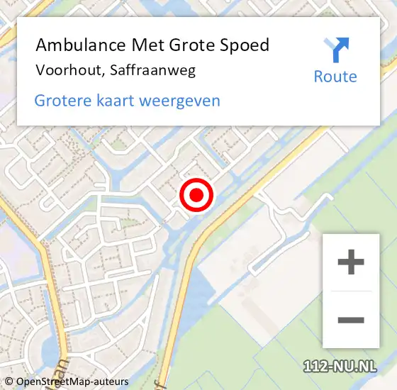 Locatie op kaart van de 112 melding: Ambulance Met Grote Spoed Naar Voorhout, Saffraanweg op 8 juli 2023 08:16