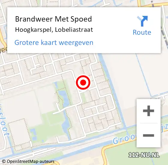 Locatie op kaart van de 112 melding: Brandweer Met Spoed Naar Hoogkarspel, Lobeliastraat op 8 juli 2023 09:01