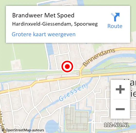 Locatie op kaart van de 112 melding: Brandweer Met Spoed Naar Hardinxveld-Giessendam, Spoorweg op 8 juli 2023 09:13