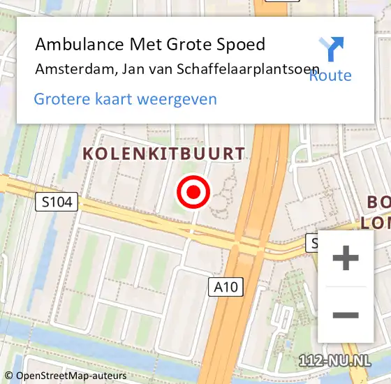 Locatie op kaart van de 112 melding: Ambulance Met Grote Spoed Naar Amsterdam, Jan van Schaffelaarplantsoen op 8 juli 2023 10:32