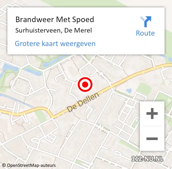 Locatie op kaart van de 112 melding: Brandweer Met Spoed Naar Surhuisterveen, De Merel op 8 juli 2023 10:54