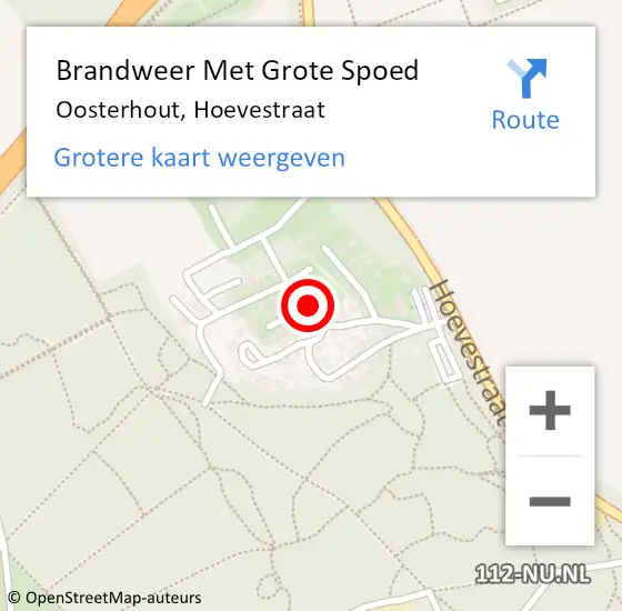 Locatie op kaart van de 112 melding: Brandweer Met Grote Spoed Naar Oosterhout, Hoevestraat op 8 juli 2023 10:55