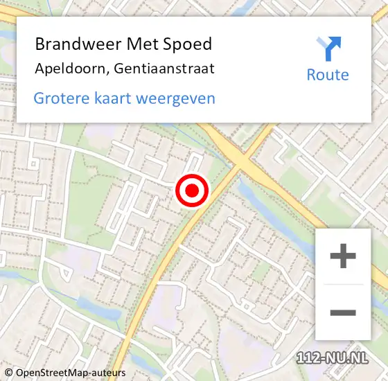Locatie op kaart van de 112 melding: Brandweer Met Spoed Naar Apeldoorn, Gentiaanstraat op 8 juli 2023 11:00
