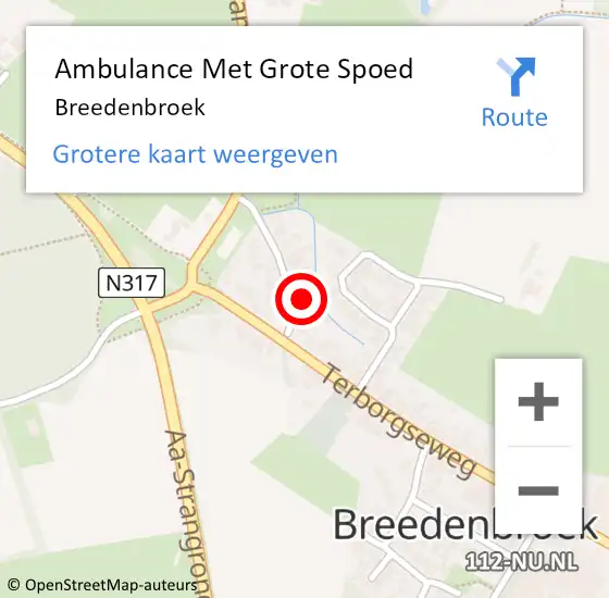 Locatie op kaart van de 112 melding: Ambulance Met Grote Spoed Naar Breedenbroek op 8 juli 2023 11:02