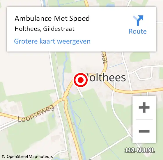 Locatie op kaart van de 112 melding: Ambulance Met Spoed Naar Holthees, Gildestraat op 1 september 2014 00:03