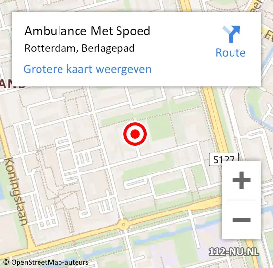 Locatie op kaart van de 112 melding: Ambulance Met Spoed Naar Rotterdam, Berlagepad op 8 juli 2023 11:33