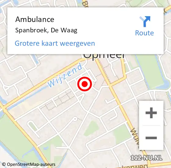 Locatie op kaart van de 112 melding: Ambulance Spanbroek, De Waag op 8 juli 2023 11:37