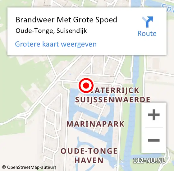 Locatie op kaart van de 112 melding: Brandweer Met Grote Spoed Naar Oude-Tonge, Suisendijk op 8 juli 2023 12:15