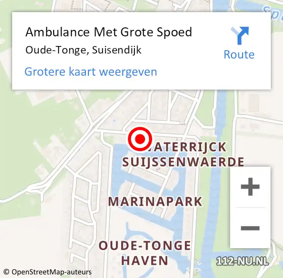 Locatie op kaart van de 112 melding: Ambulance Met Grote Spoed Naar Oude-Tonge, Suisendijk op 8 juli 2023 12:29