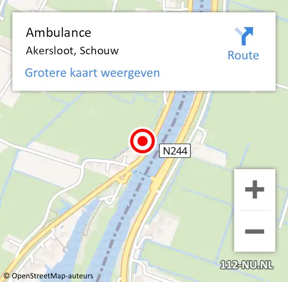 Locatie op kaart van de 112 melding: Ambulance Akersloot, Schouw op 8 juli 2023 12:29